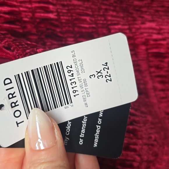 Torrid Velvet Smocked Blouson Sleeve Crop Top 3x NWT NEW - Picture 10 of 11